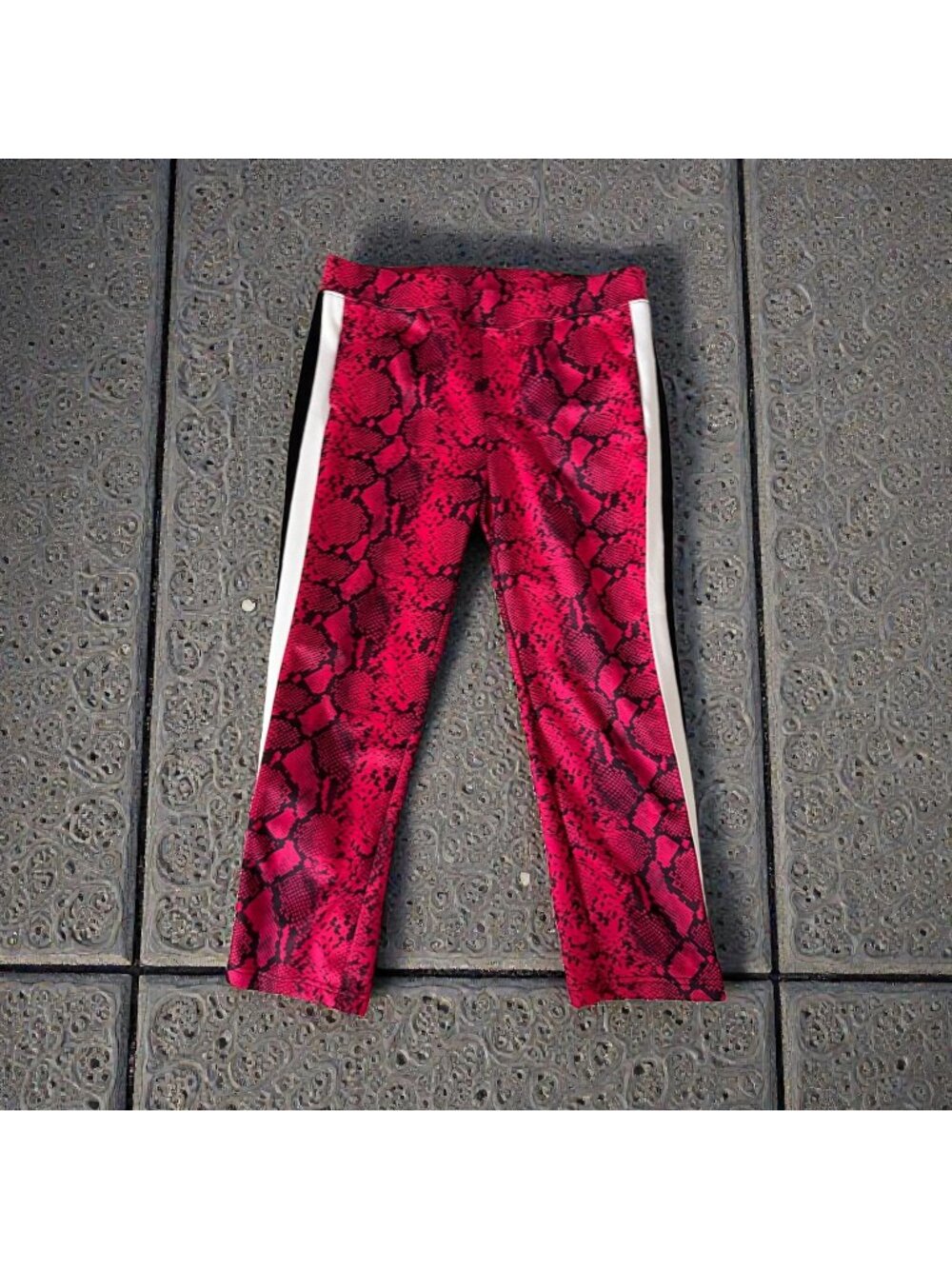 PAM &. GELA Pink Snake Print Pinstripe Ankle Athletic Pants Size Large